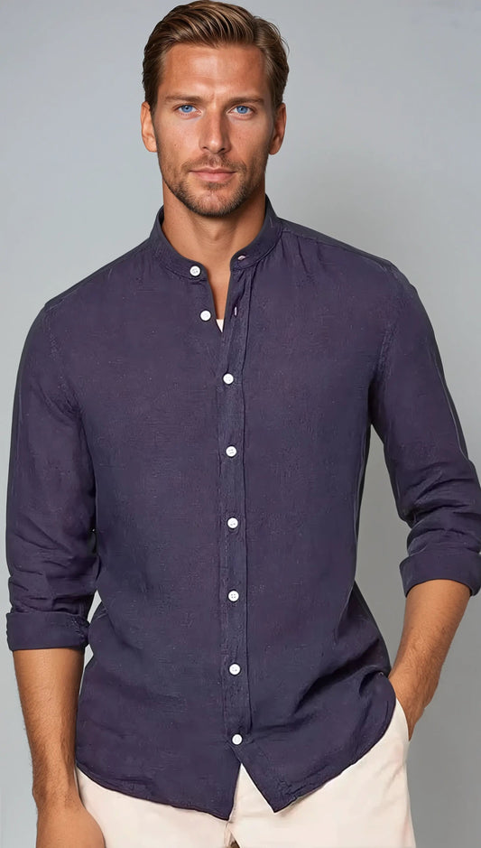 Virág | Sailor shirt with linen and stand-up collar